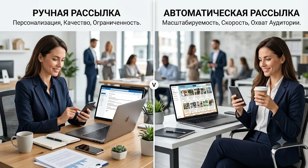 Ручная рассылка против автоматической: что выгоднее риелтору