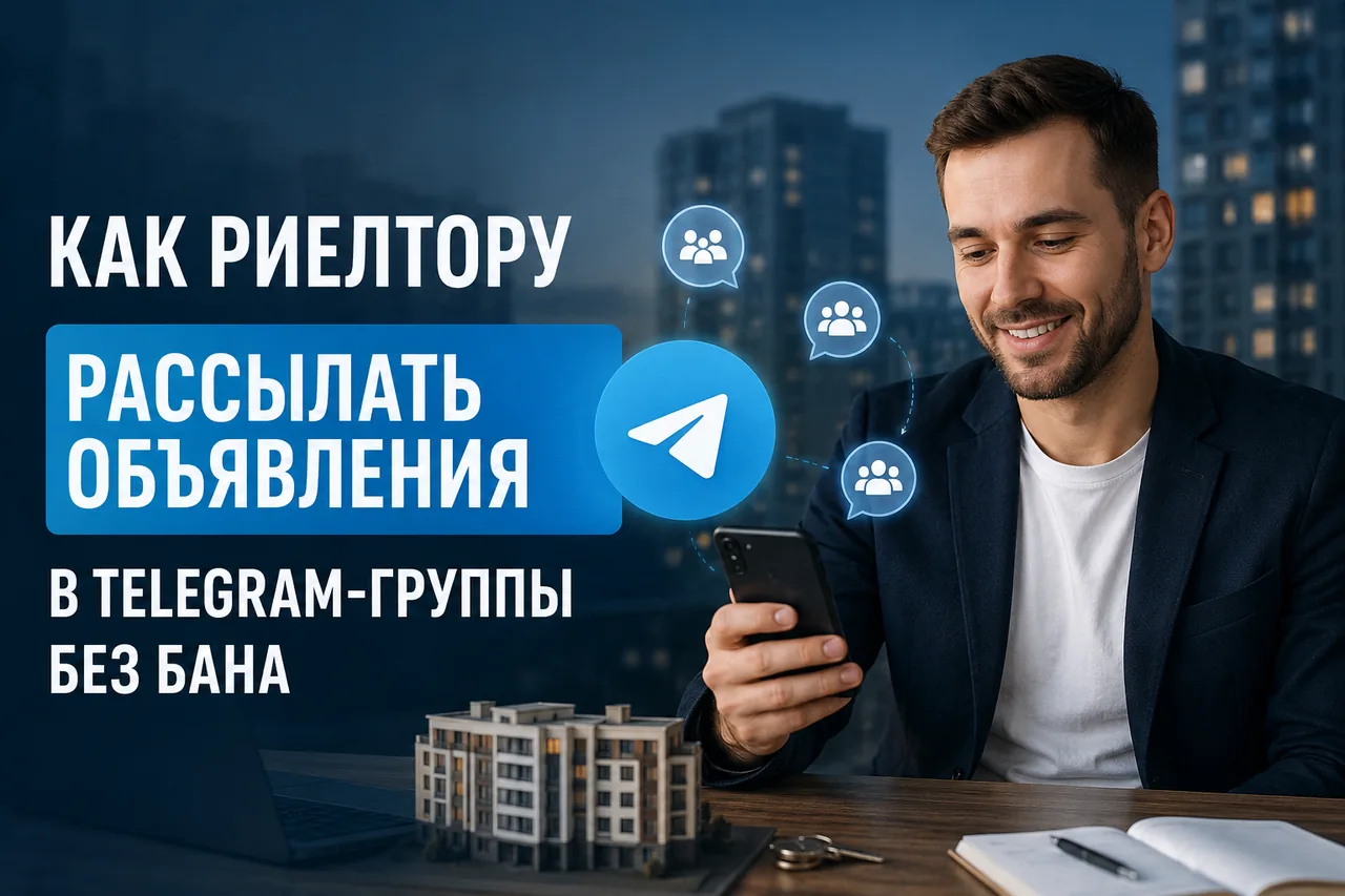 Как риелтору рассылать объявления в Telegram-группы без бана