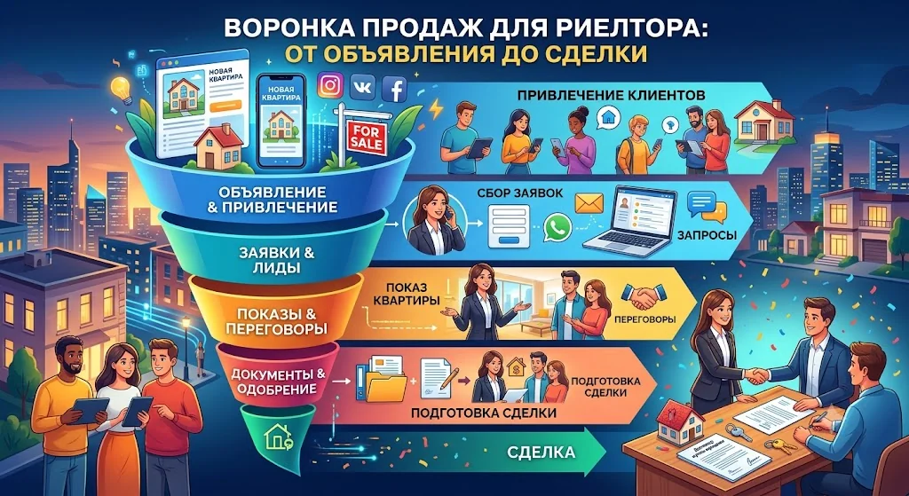 Воронка продаж для риелтора: от объявления до сделки